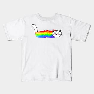 Cat Rainbow Fire LGBT Pride Month Support Kids T-Shirt